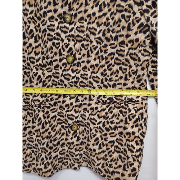 Leopard Blazer Power Jacket Sz 10 Animal Print Career Office Cocktail Luxe Punk - Picture 16 of 16